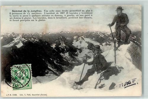 3801 Jungfraujoch 1904 - 2 Bergstieger auf dem Gipfel
