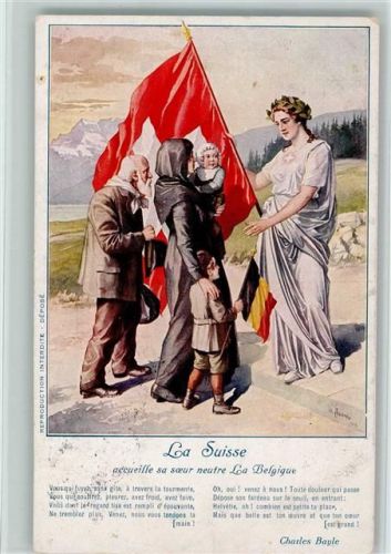 Helvetia mit Flüchtlinge AK Helvetia 1930