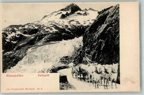 Furka Foto AK Postkutsche Furkapost Rhonegletscher