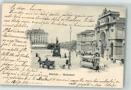 8000 Zürich 1899 - Bahnhof Pferdestraßenbahn Hotel Habis
