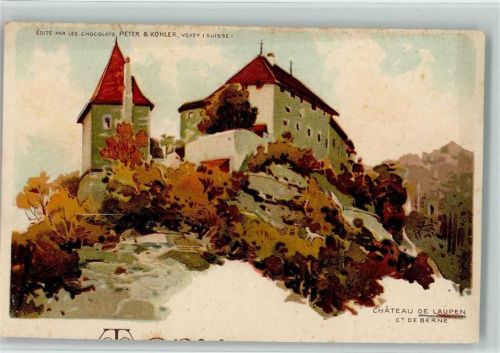 3177 Laupen BE Künstlerkarte Chateau Rückseite Werbung Gala Peter Chocolat Kohler