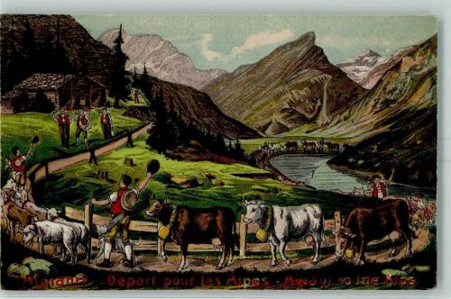 Prägedruck Depart pour les Alpes AK