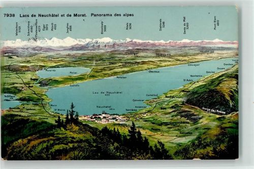 2012 Auvernier 1912 - Neuenburger See Vogelschau Murtensee Bahnpost Zug 1251