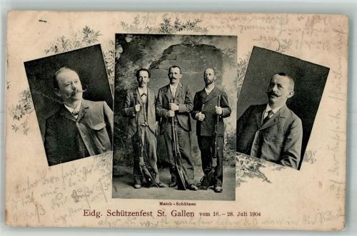 9000 St. Gallen S. Gallo Gebrauchsspuren Schützenfest Match-Schützen 1904 Bilder