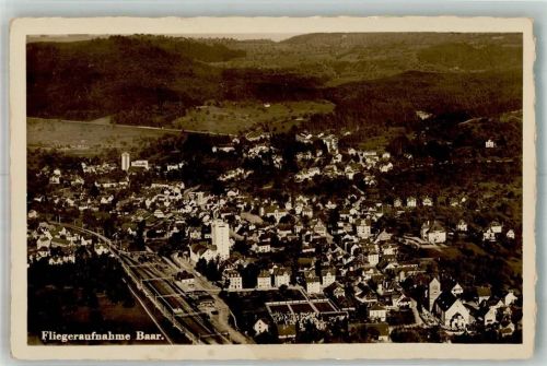 6340 Baar Foto AK Fliegeraufnahme Bahnhof