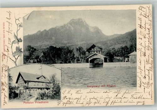 6052 Hergiswil NW 1901 Foto AK Pension Friedheim Pilatus