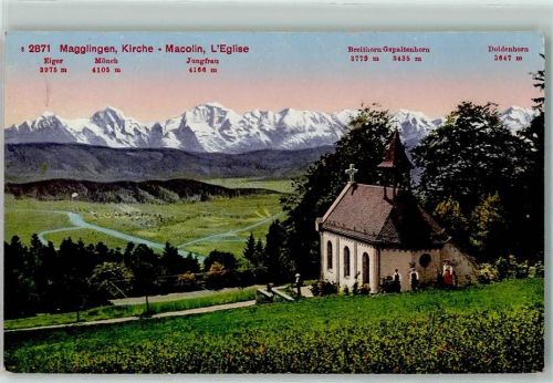 2532 Magglingen Macolin - Kirche Eiger Mönch Jungfrau Doldenhorn