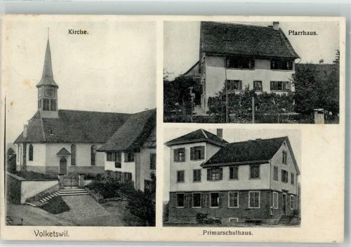 8604 Volketswil 1908 - Kirche Pfarrhaus Primarschulhaus