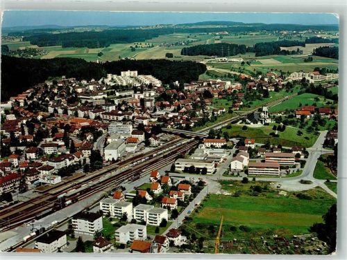 8307 Effretikon Foto AK Fliegeraufnahme Bahnhof