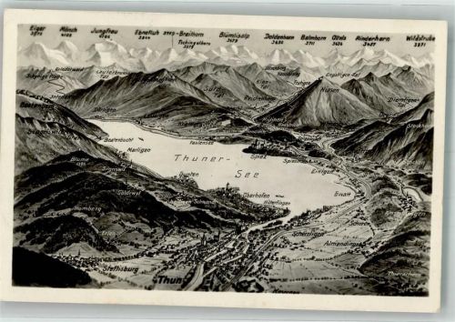 3654 Gunten 1928 Foto AK Vogelschau Thunersee
