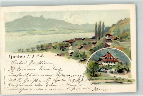 3654 Gunten 1898 Lithographie Ralligen