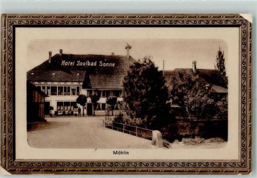 4313 Möhlin 1912 Gebrauchsspuren Prägedruck Hotel Soolbad Sonne Passepartout Rahmen