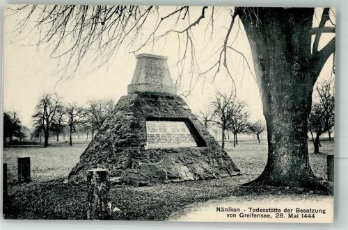 8606 Nänikon Foto AK Denkmal Todesstätte der Besatzung von Greifensee 18.Mai 1444