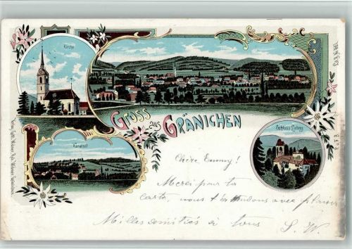 5722 Gränichen 1902 BOAKC mit Vorstadt Lithographie