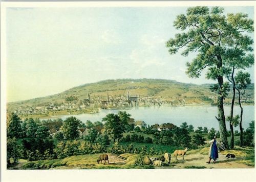 sign H. Keller - Zürich, von der Enge aus gesehen, sehr gute Erhaltung AK Pro Infirmis Schweiz 1944 Künstlerkarte