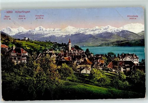 3652 Hilterfingen 1919 Gebrauchsspuren Eiger Mönch Jungfrau Blüemlisalp