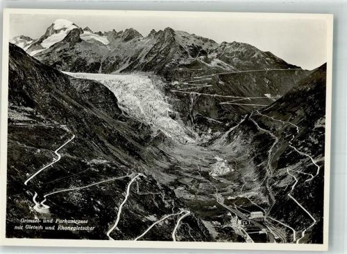 Furka Foto AK Grimsel Furkastrasse Gletsch Rhonegletscher
