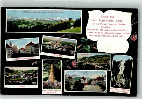 9042 Speicher 1911 Foto AK Schlachten- Denkmal Vögelinsegg Am Stoss Appenzeller Land