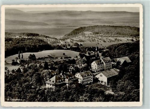 St Chrischona - Kirche Sonderstempel 450 Jahre Basel im BVND 1951 Fliegeraufnahme