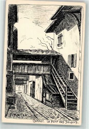 1296 Coppet Künstlerkarte sign. Meylan Serie Nr. 5 Le Pont des Soupirs