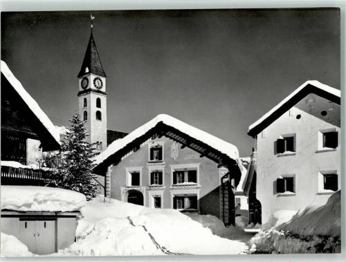7513 Silvaplana Foto AK Verlag u. Fotograf Hang Steiner Dorf Winter