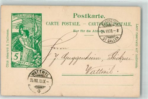 9450 Altstätten SG 1900 Ganzsache 5 Rappen