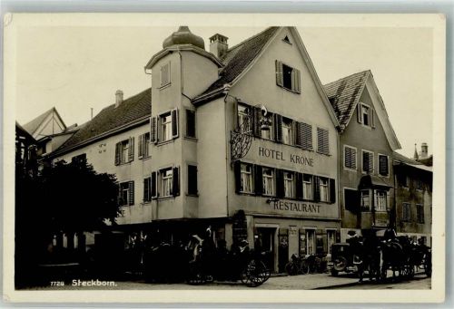 8266 Steckborn 1935 Foto AK Hotel Krone Auto