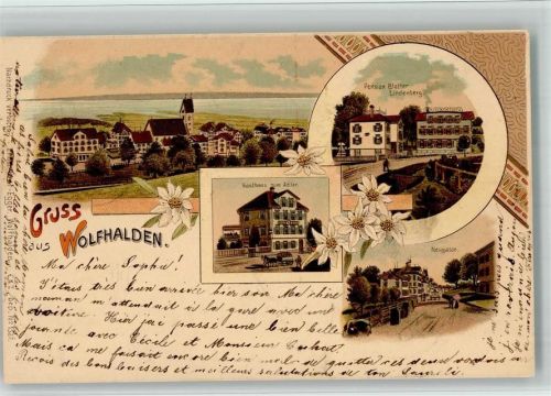 9427 Wolfhalden 1898 BOAKC Lithographie Pension Blatter Lindenberg Gasthaus Zum Adler Neugasse Edelweiß