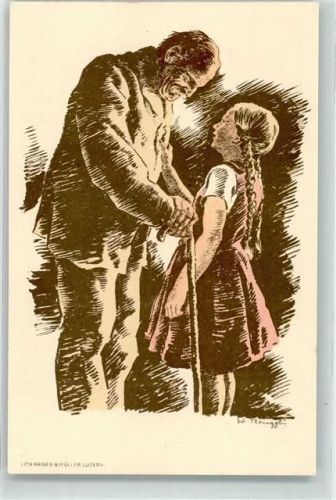 Flugpost Bundesfeier 1928 für das Alter sign. Ed. Renggli Bundesfeier Ganzsachen Schweiz Künstlerkarte