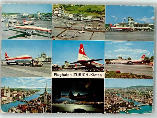 8302 Kloten Foto AK Fluglinie Swiss Air Kirchen