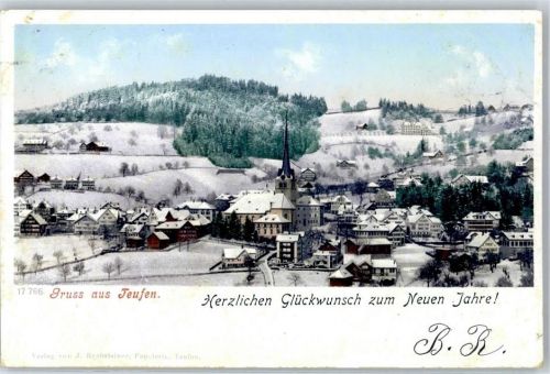 9053 Teufen AR 1906 Winter Kirche Neujahr