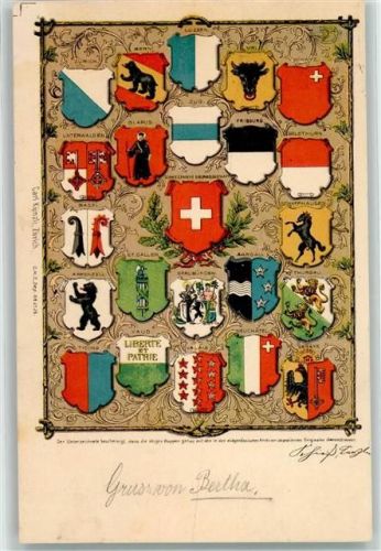 9042 Speicher 1900 Passepartout Wappen Übersicht Ort lt. Stempel
