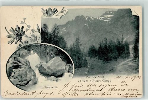 1880 Bex 1901 - La Pont de Nant L Avancon Tete a Pierre Grept