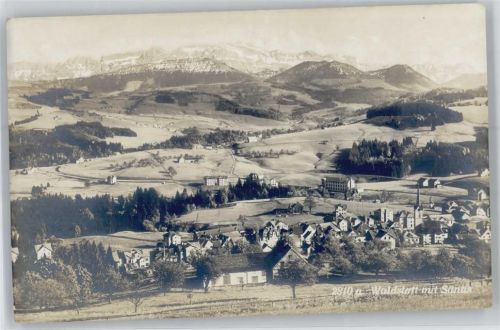 9104 Waldstatt - Kirche, Ortsansicht mit Säntis