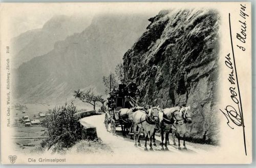 Grimselpost Fünfspänner Postkutsche Schweiz 1901