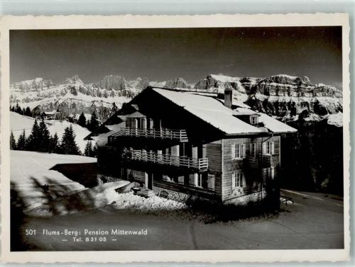 8890 Flums Foto AK Pension Mittenwald Winter