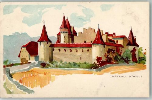 1860 Aigle Lithographie Schloss