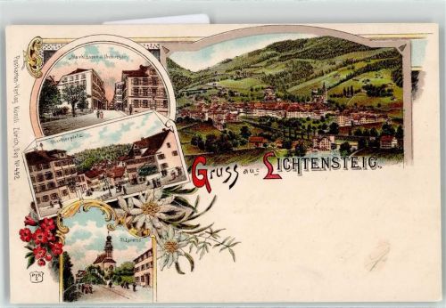 9620 Lichtensteig Lithographie Marktsgasse Kirche St. Loretto