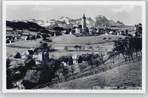 9042 Speicher - Kirche, Ortsansicht mit Säntiskette
