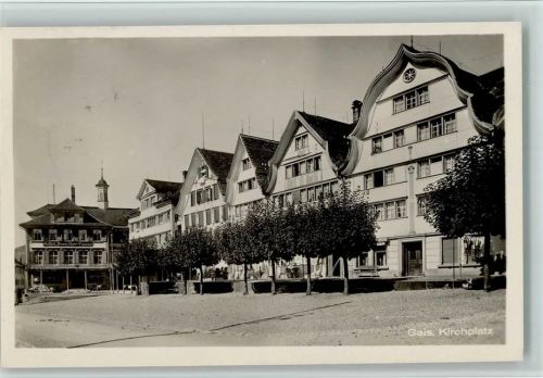 9056 Gais 1928 Foto AK Kirchplatz , gute Erhaltung AK