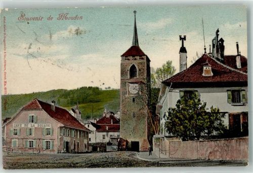 1510 Moudon 1903 - Cafe de la Douane Bahnpost Kurs 1 Zug 52