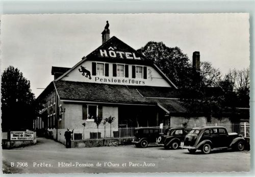 2515 Prêles Karte beschädigt Hotel Pension de l'Ours et Parc-Auto