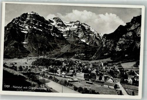 8754 Netstal Foto AK Bahnhof Glärnischkette Feldpost Feldbatterie 71