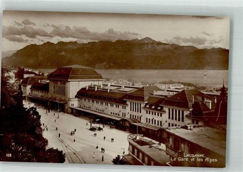 Lausanne Losanna Bahnhof Bahnhof Schweiz 1918 Foto AK