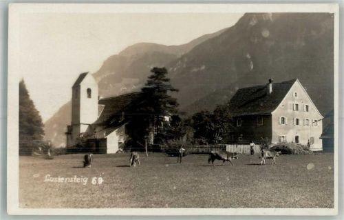 7304 Maienfeld Foto AK Kirche St. Luzisteig