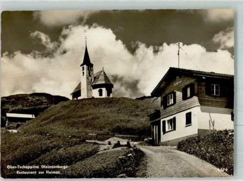 7428 Tschappina Foto AK Kirche Gasthaus zur Heimat Ober-Tschappina Heinzenberg
