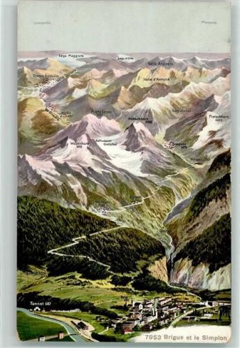 3900 Brig - Simplon Pass Vogelschau