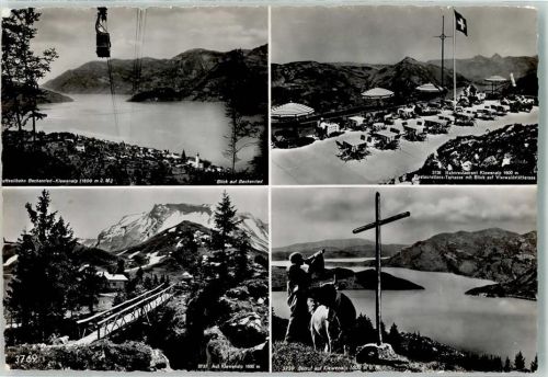 6375 Beckenried - Gasthaus Klewenalp Kuh Gipfelkreuz Seilbahn Hüttenstempel