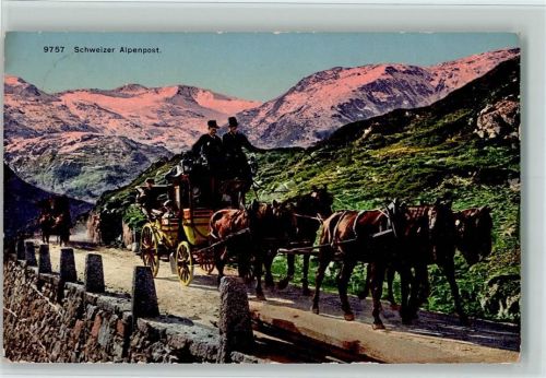 Alpenpostkutsche AK Postkutsche Schweiz 1912 Gebrauchsspuren