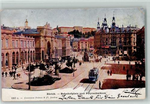 8000 Zürich 1903 - Bahnhofplatz und Polytechnikum Tram